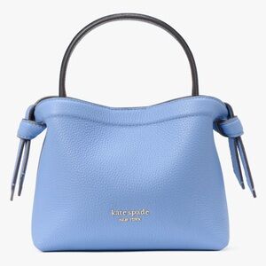 New Kate Spade Knott Colorblocked Mini Crossbody Tote Pebble Leather Genie Blue